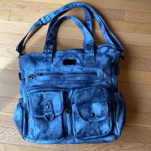 NEW Angel & Kiss Faux Leather Denim Satchel